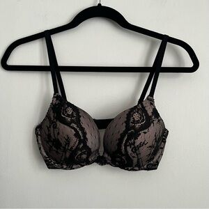 Victoria’s Secret VS Dream Angels Push Up Lace Nude Black Y2K Sexy Bra 32D